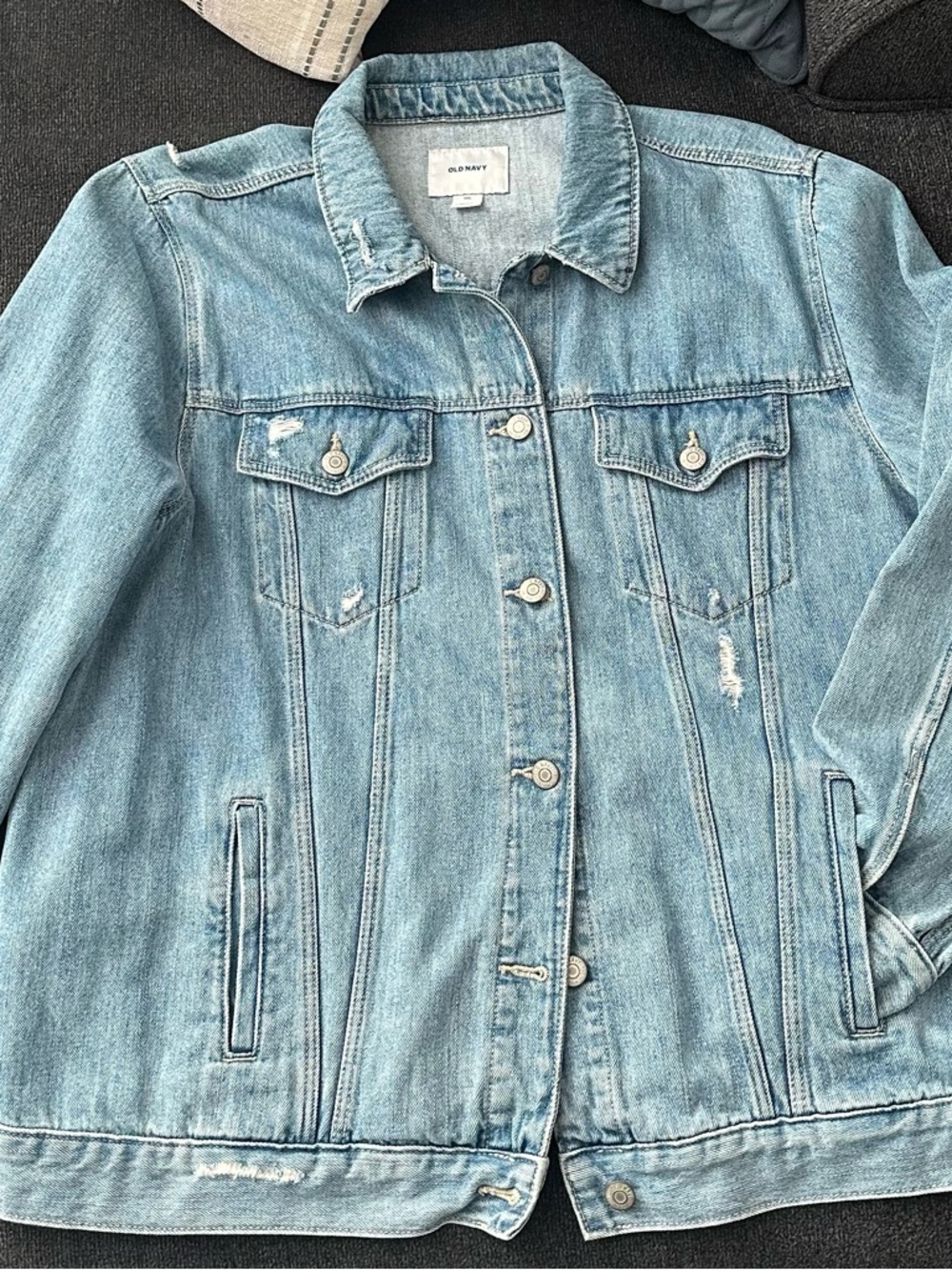 Old Navy Light Blue Distressed Denim Jacket - Women's Jean Jacket